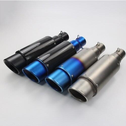 51mm Universal Motorcycle Exhaust Vent Pipe With Sliencer Stainless Steel Carbon Fiber 390mm Modified For ATV Street Bike