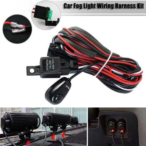 Universal Hareness Kit 1 to 2 Led Light Bar Cable 40A 12v 24v Switch Relay Auto Work Driving Fog light Wiring Loom Harness CSV