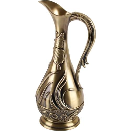 Zq Japanese Style Sake Bottle Vintage Wine Pot Nostalgic Wine Set Antique Copper Liquor Divider Ornaments