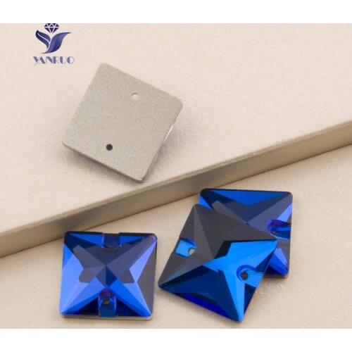 YANRUO 3240 Square Capri-Blue Sew On Crystal Strass Rhinestones Flat Back Blue Stones Sewing Dress Stones For Clothing