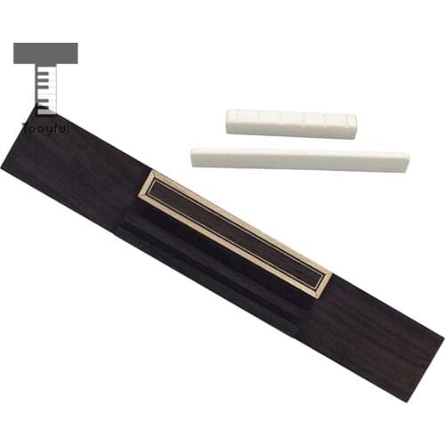 Tooyful Classic Guitar Parts Rosewood Bridge Saddle Nut Bone Slotted Set Replacement