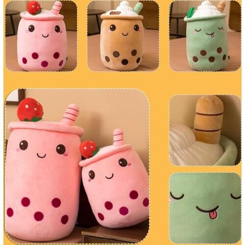 Pearl Milk Tea Stuffed toys Kawaii Room Decor Bubble Teacup Plush Toy Cute Food Plushie Cup Doll Soft Cushion Birthday Gifts