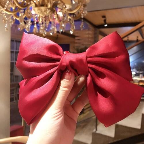 2020 New Korea Simple Girl Hair Clips Cute Color Satin Big Bow Trendy Hair Pins for Women Fashion Hair Accessories
