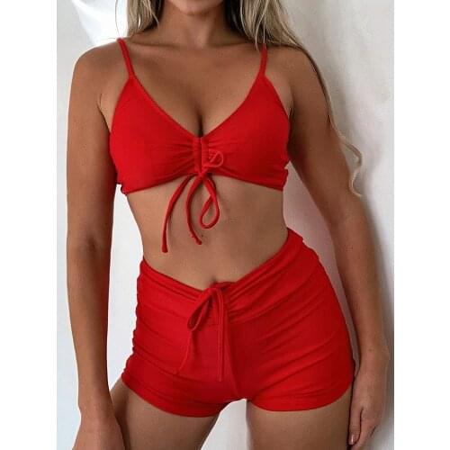 ZTVitality Sexy Bikinis Solid Push Up Bikini 2021 Hot Sale Padded Bra Bandage High Waist Swimsuit Print Swimwear Women Biquini