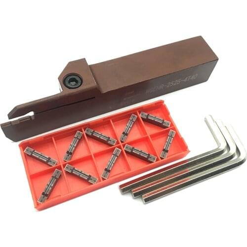 1PC MGEHR2525 4 T40 Spring Steel Grooving Turning Tool Holder + 10PCS MGMN 400 MP1125 Carbide Inserts Lathe Cutter CNC Tools