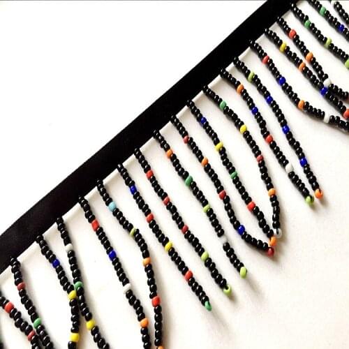 2Yards Fringe Beaded Lace Trim Garment Dress Tassel Lace Decoration Shoes Ornaments Colorful Hanging Beads Curtain Accessories