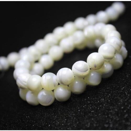 2016 Natural Round Trochus niloticus Top Shell Stone White Beads For Jewelry Making DIY Bracelet Necklace 4/6/8/10 mm Strand