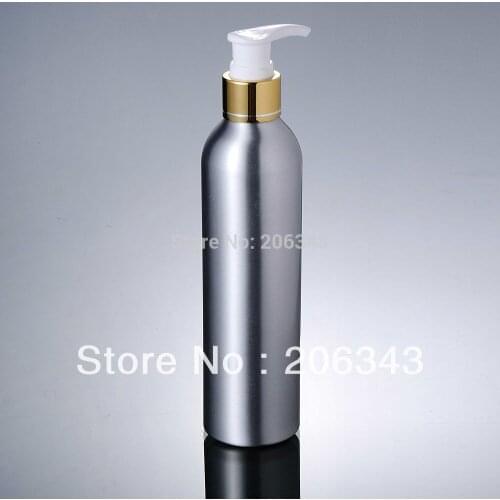 250ml Aluminium bottle bottle with gold press pump or press pump bottle or shampoo bottle
