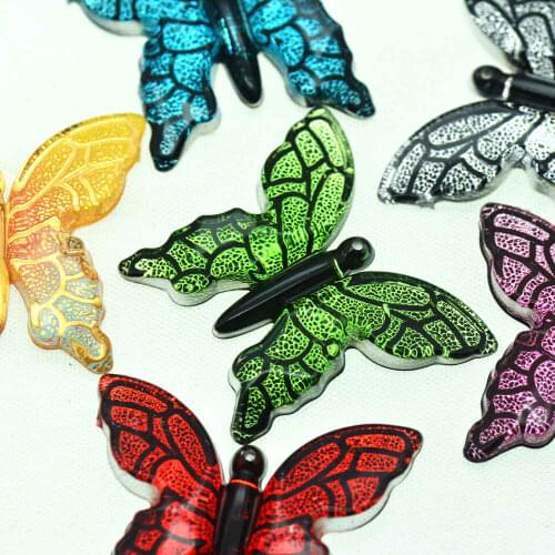 34X40mm 10PCS Faltback Fancy Color Acrylic Butterfly Applique|DIY Scrapbook Crafting Supplies|Butterfly Miniatures Cabochons