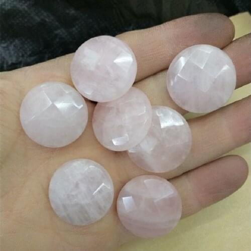 4PCS Nature Faceted Rose Quartz Stone Beads Cabochons Round Shape Size 25MM JEWELRY Accessories Findings New Arrivals
