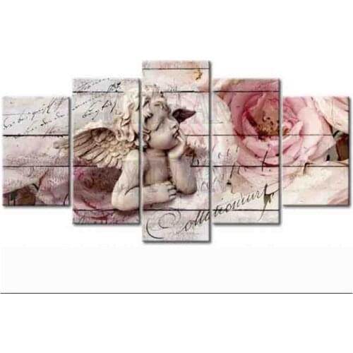 5PCS Diamond Painting Photo 5D Full Square/Round Drill Love Angel 5D Daimond Painting Cross Stitch Mosaic Picture