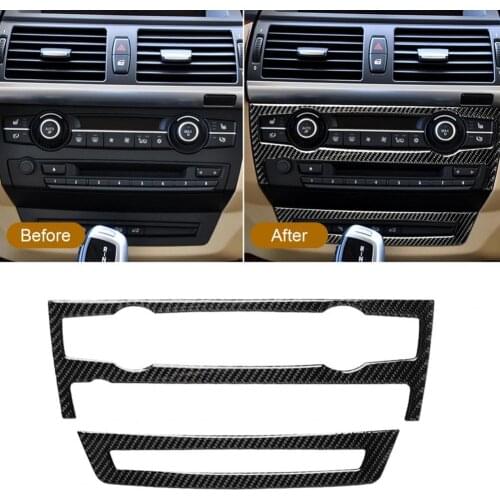 50% Hot Sales 2Pcs Car Sticker Carbon Fiber Weave Pattern Design Heat-resistant Lightweight Auto Air-conditioning Cover for BMW