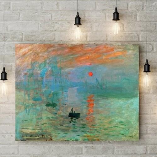 Impressionist Sunrise Abstract Painting by Claude Monet Museum Exhibition Poster Gallery Wall Art Prints Canvas Picture Decor