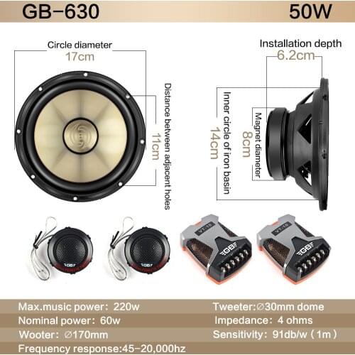 Car port audio modification coaxial subwoofer 6.5 inch speaker stereo auto audio, hi-fi speakers non-destructive installation