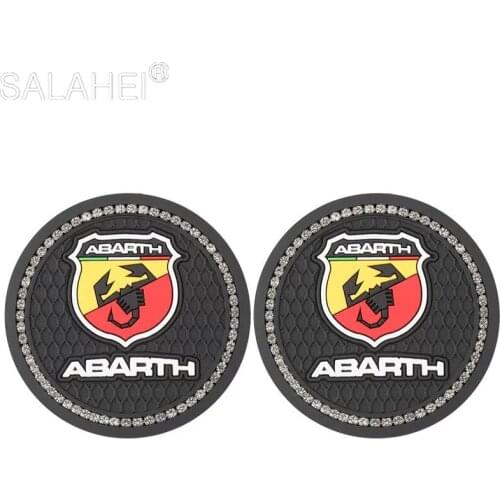 2pcs Car Diamond Water Coasters Mat For Fiat 125 500 Punto 124/125/125/500 Bravo Panda Abarth 500 Stilo Anti-slip Pad Interior