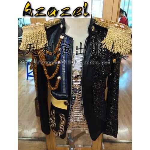 Azazel Hot England court new Mens Performance Luxury handwork jacket Coat NightClub Male singer bar Fashion stage costume S-4XL