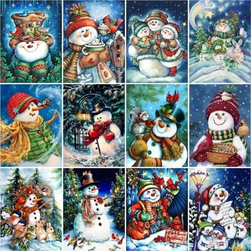 AZQSD Diamond Painting 5d Snowman Full Square/Round Drill Diamond Embroidery Winter Cartoon Handmade Gift Cross Stitch Kits