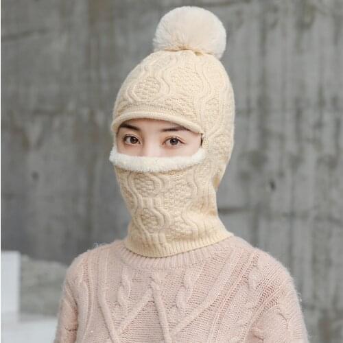 Brand Winter Knitted Beanies Hats Women Thick Warm Beanie Skullies Hat Female Knit Letter Bonnet Beanie Caps Outdoor Riding Sets