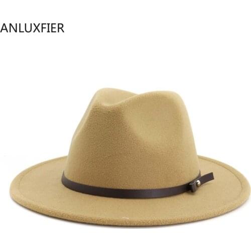 H7567 Ladies Fedoras Hat Autumn Winter British Retro Fashionable Woolen Felt Jazz Cap Women Men Simple Church Party Outdoor Caps