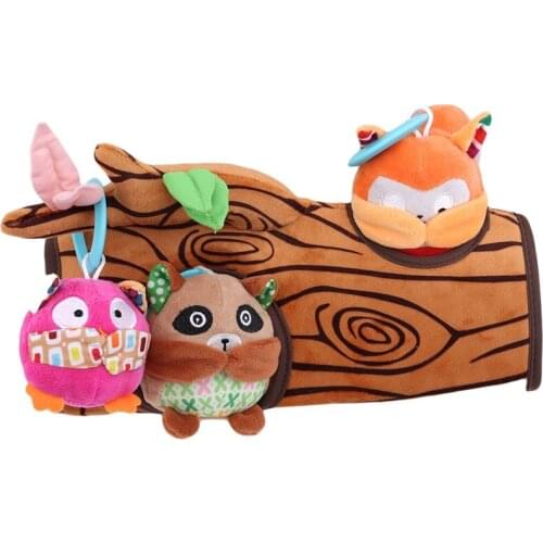 Baby Plush Toy Stump Peekaboo Doll Cute Owl Baby Raccoon And Small Squirrel Rattle Baby Rattle Toy