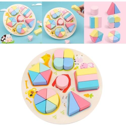 Fraction Puzzle Board Ealry Educational Toy Colorful Shape Sorter Materials