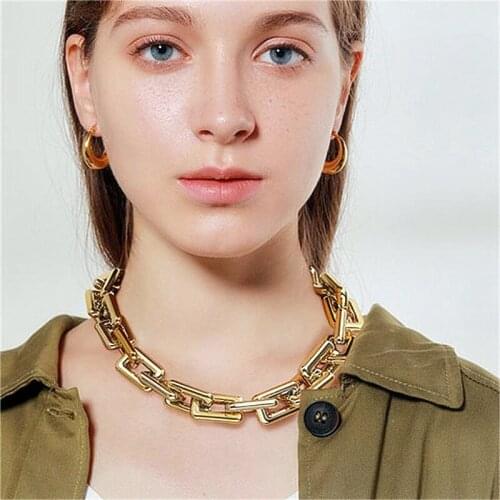 Punk Square Chunky Short Choker Necklace for Women Men Hip Hop Exaggerated Thick Chain Necklaces Statement Collar Neck Jewelry