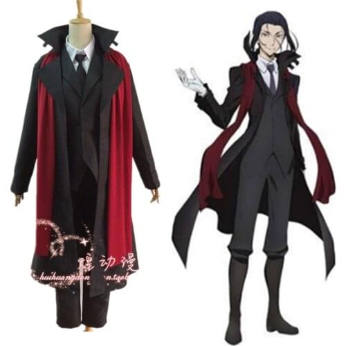 Anime Bungo Stray Dogs Season 2 Mori Ougai Cosplay Costume Uniforms Custom Made Halloween Uniform COS Clothing Costumes for Men