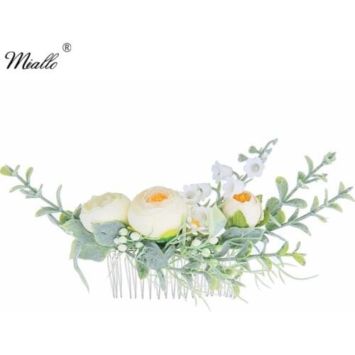 Miallo Fashion Flower Hair Combs Clips for Women Wedding Bridal Hair Accessories Prom Bride Headpiece Decorations Jewelry Gifts