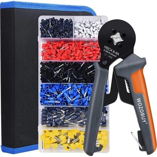 HSC4 6-4A Ferrule Crimping Tool Kit,Self-adjusting Terminal Crimping Tool and Mini Wire Ferrule Crimper for 0.08-6.0mm²/AWG28-10