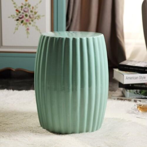 New Chinese Modern Simple Ceramic Drum stool Prismatic Hand-made Sofa With Shoe Dressing porcelain ceramic stool