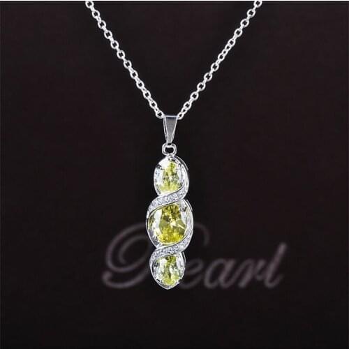 Chinese Wholesale Price Yellow Crystal Cubic Zircon Jewelry Trendy Necklaces DHL EXpress D0231