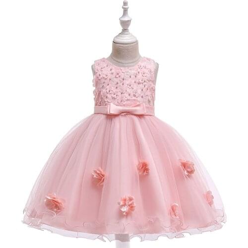 Girls Dress Mesh Pearls Children Wedding Party Dresses Kids Evening Ball Gowns Formal Baby Frocks Clothes for Girl 4-10Yrs