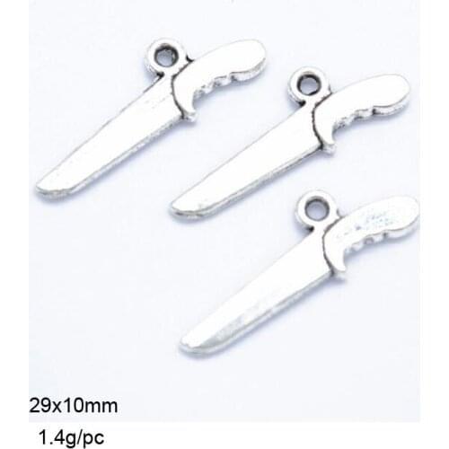 25PCS 29x10mm Antique Silver Dagger Charm Pendants For Jewelry Making