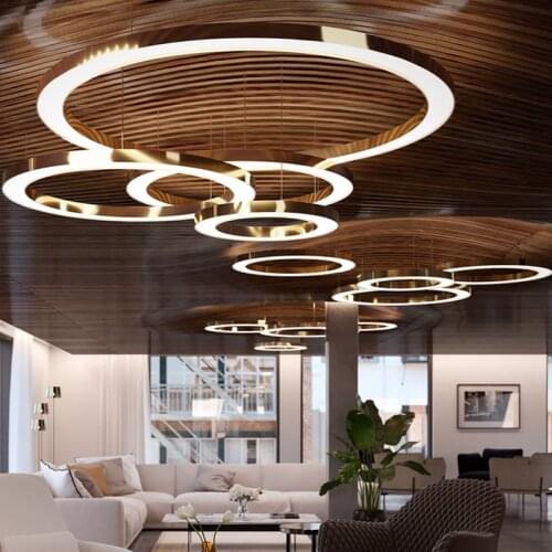 Modern LED Circle ring pendent lamp Gold Colour pendent lights for Interior design Suspension Luminaire Dining Room Lights
