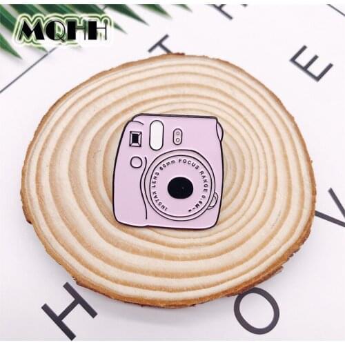 Cartoon Pink Cute Camera Enamel Brooch Custom Geometry Alloy Badge Shirt Bag Pin Accessories Women Jewelry Gifts For Friends