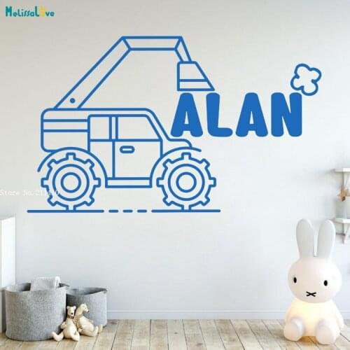 Farming Machine Transporter Vinyl Wall Stickers Boys Room Worksite Dump Decals Personalized Name Murals Nursery YT6108