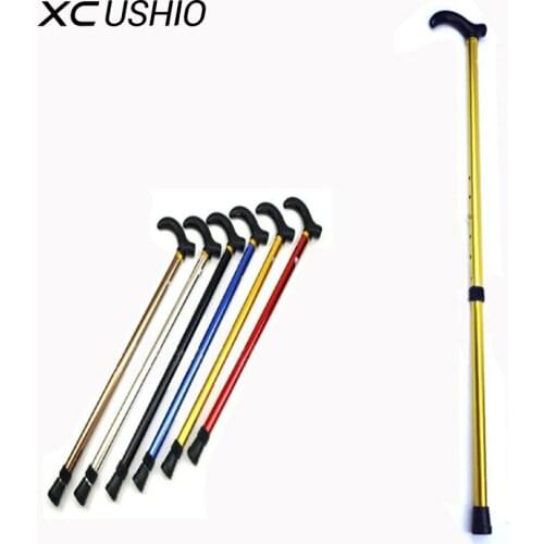 Telescopic Walking Stick Cane with Rubber Tips 6 Grade Alpenstock Aluminum Alloy Hiking Trekking Poles for Elder Camping Tools