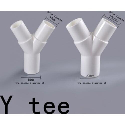 PVC plastic Y type tee Y tee fork water pipe tee drip box tee joint 16mm / 20mm 1Pcs