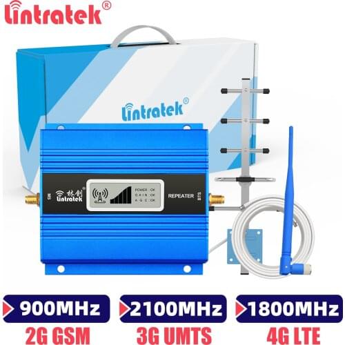 Lintratek Upgrade 2G 3G 4G Signal Repeater 900 2100 1800 GSM UMTS Internet Booster Amplifier with 13db Yagi Antenna+10M Cable
