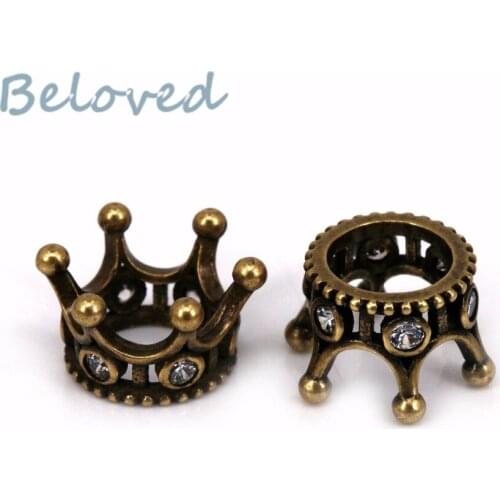 Vintage Imperial Crown Spacer Beads, Antique Silver,Bronze, Copper Charms Bracelet DIY Accessories, BG18201