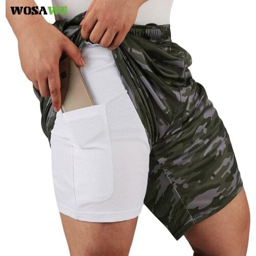 WOSAWE Summer Cycling Shorts Men 2 in 1 with Gel Padded Double-Deck Quick Drying MTB Shorts Loose Fit Bicycle Shockproof Shorts