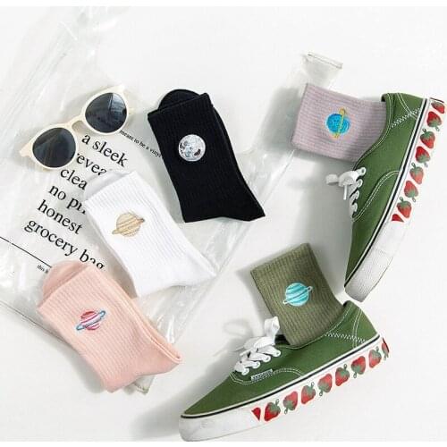 Woman Socks Autumn Cute Japanese Harajuku Planet Magic Array Embroidery Long Socks Korean Women Style Kawaii Girls Socks Gifts