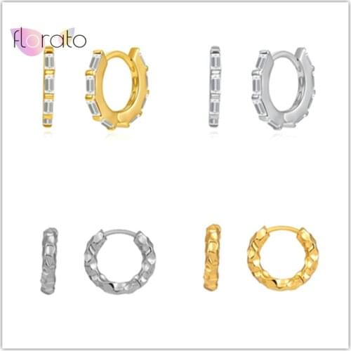 925 Sterling Silver Ear Buckle Zircon Bamboo Hoop Earrings For Women Retro Circle Earrings Fashion Party Jewelry Accessories