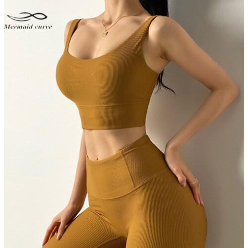 Mermaid Curve Threaded Beauty Back Sports Bra Women Shockproof Gathered Running Yoga Bra Vest Gym Training Dance Top Quick Dry