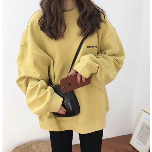 2021 latest 100% cotton sweater womens tide loose long-sleeved top