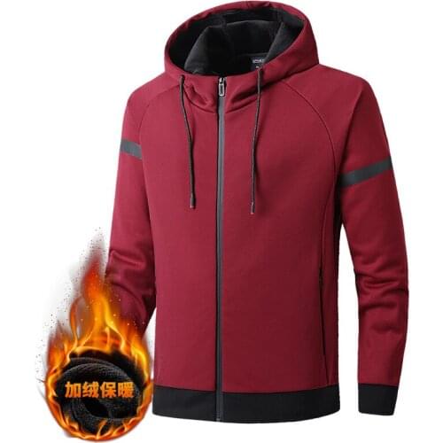 Winter thick fleece men sport jacket thermal hoodie running jogging fitness workout casual coat sportswear plus size 8XL