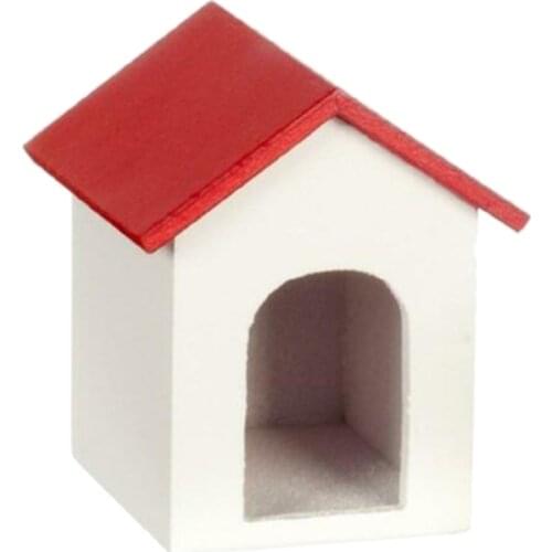 1/12 Scale Dollhouse Wooden Dog Kennel Model Garden DIY Accessories Model Toys