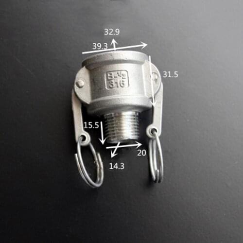 1/2" BSPT Male x Socket Type B Camlock Quick Disconnect Coupling 304 Stianless Cam Groove For Hose Pumps Homebrew