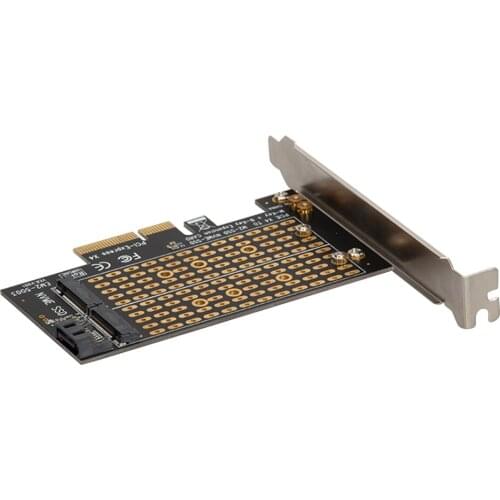 1PC Dual M.2 SSD to PCI-Express 3.0 X4 Adapter Expansion Card for PCIe NVMe SATA M2 NGFF SSD 2230 2242 2260 2280 for MAC Linux