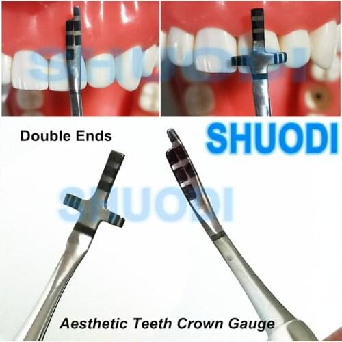 1 piece Dental Orthodontic Aesthetic Teeth Crown Gauge Dentist Implant Measuring Ruler Caliper Stainless Steel